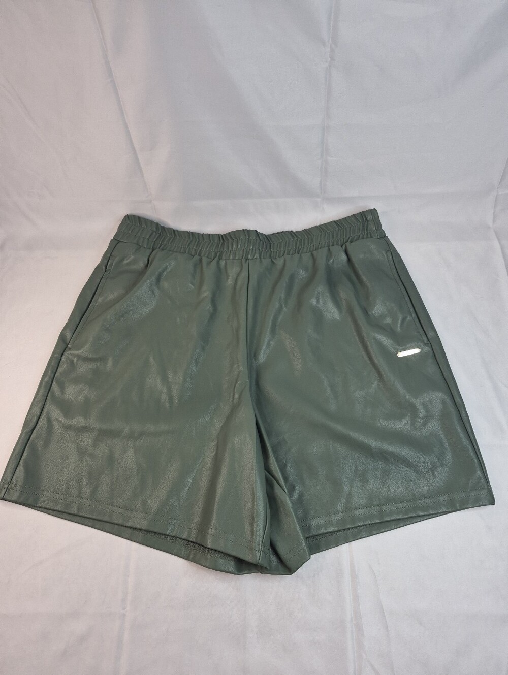Fabletics Women's Faux Leather Athletic Shorts Green Size Large